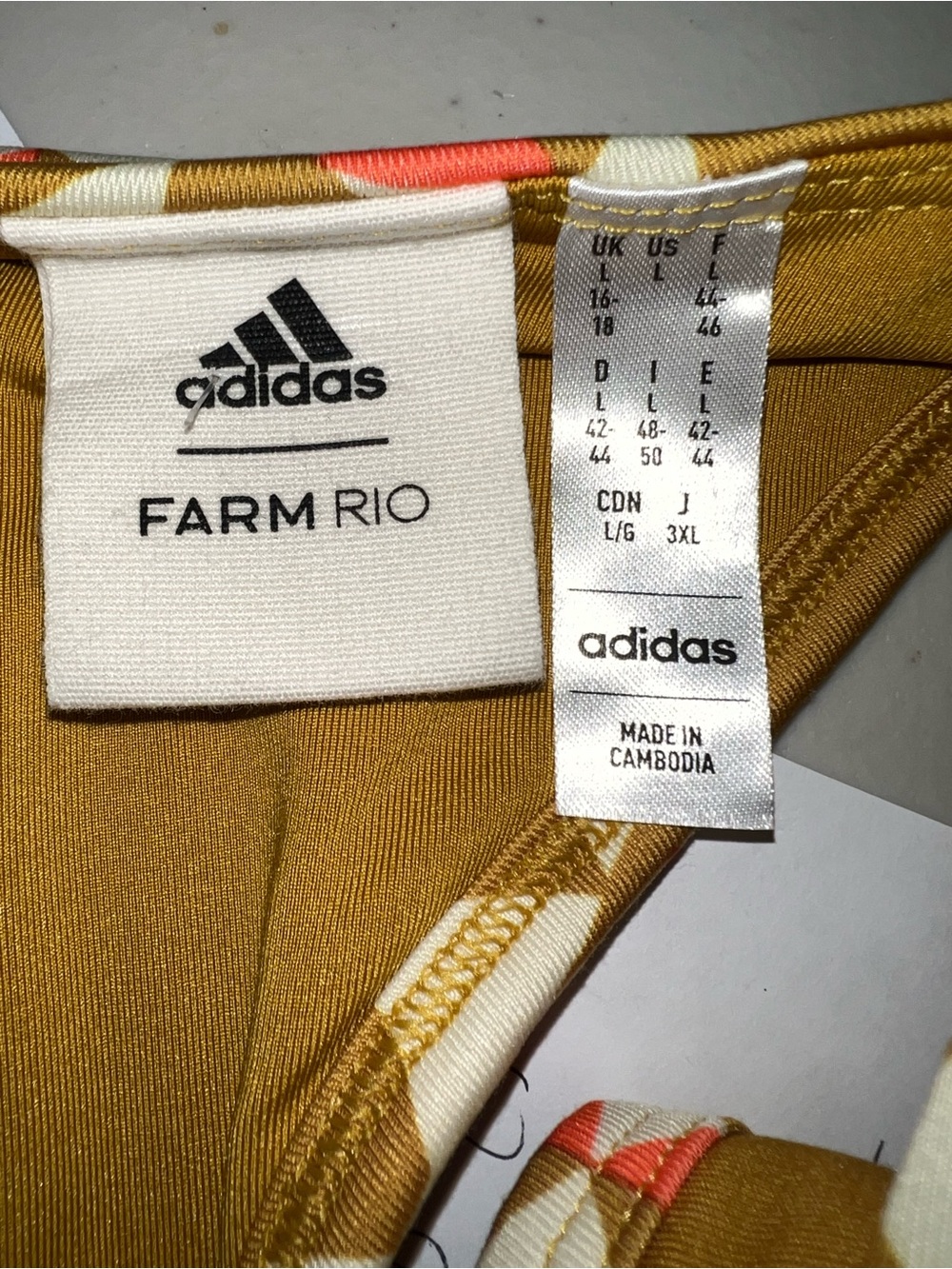 adidas  Farm Rio Mustard Geometric Cutout Maxi Dress size large - Picture 10 of 10
